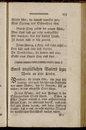 Eines unglücklichen Vaters lezte Worte an seine Kinder