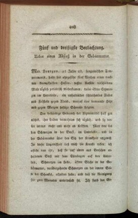 Fünf und dreißigste Beobachtung. Ueber einen Absceß in der Gebärmutter.