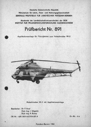 Applikationsanlage zum Hubschrauber Mi-2