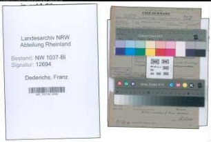 Entnazifizierung Franz Dederichs , geb. 01.06.1889 (Buchhalter)