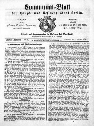 1861,5: No. 5, 9. Februar 1861