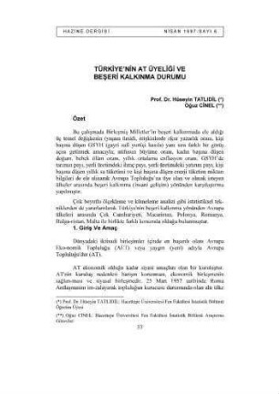 Türkiye'nin AT Üyeligi ve Beseri Kalkinma Durumu