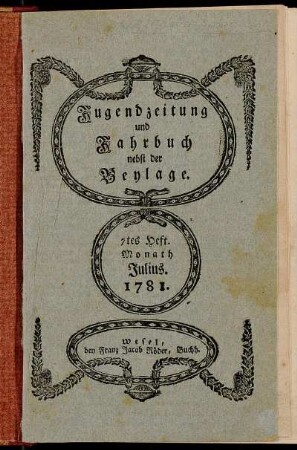 1781: Jugendzeitung und Jahrbuch