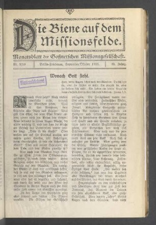 Nr. 9/10. September/Oktober 1918