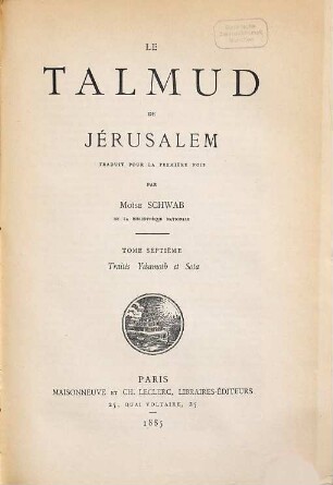 Le Talmud de Jérusalem. 7