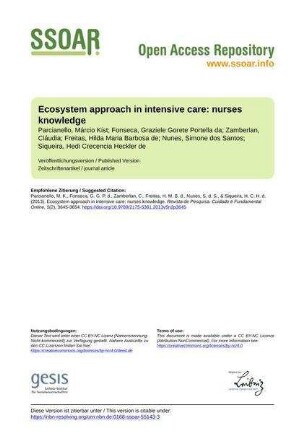 Ecosystem approach in intensive care: nurses knowledge