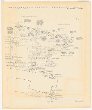 Grünflächen am Max-Planck-Gymnasium, Düsseldorf: Pflanzplan Gehölze, 2. Bauabschnitt 1:200