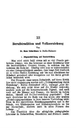Berufstradition und Volkserziehung