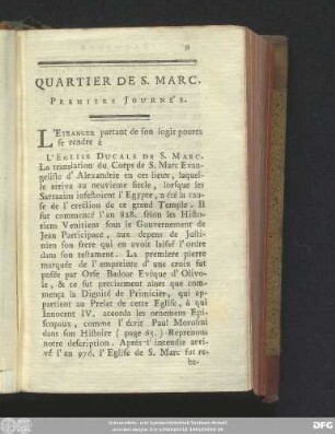Quartier De S. Marc. Premiere Journée.