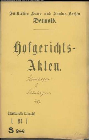 Schönhagen, Henrich in Istrup (Blomberg) gegen Hans Henrich Schönhagen - Leibzucht