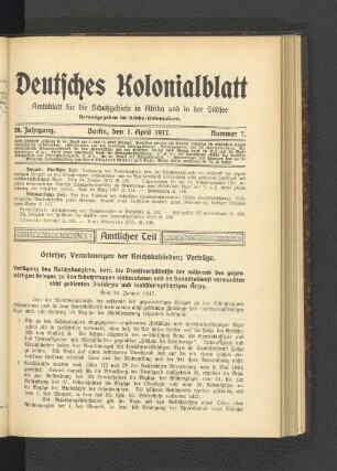 28. Jahrgang, 01. April 1917, Nummer 7