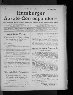 No. 43. 26. Oktober 1913. 16. Jahrgang.