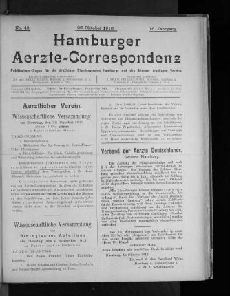 No. 43. 26. Oktober 1913. 16. Jahrgang.