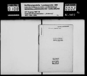 Siegel, Siegfried Israel, Kaufmann in London Käufer: Franz Schnetz, Schneidermeister in Mosbach Lagerbuch-Nr. 422/1 Mosbach