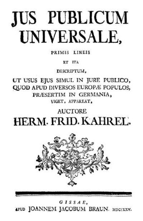 Jus publicum universale, primis lineis et ita descriptum
