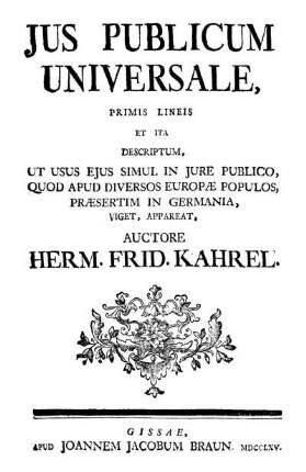 Jus publicum universale, primis lineis et ita descriptum