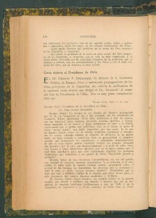 Carta abierta al Presidente de Chile