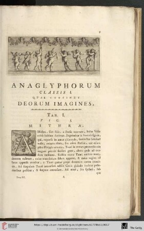 Anaglyphorum Classis I, quae continet Deorum Imagines