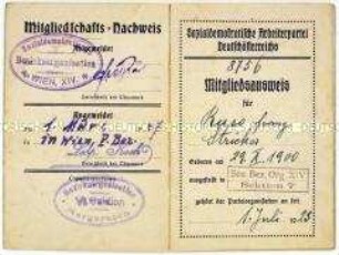 Mitgliedsausweis der Sozialdemokratischen Arbeiterpartei Deutsch-Österreichs
