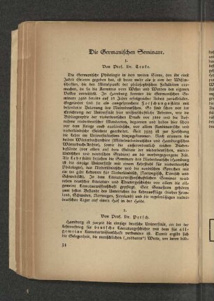 Die Germanischen Seminare.