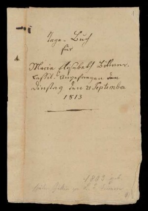 Tagebuchaufzeichnungen von Marie Elisabeth Grimm