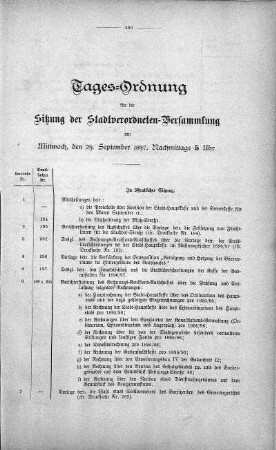Tages-Ordnung, 29. September 1897