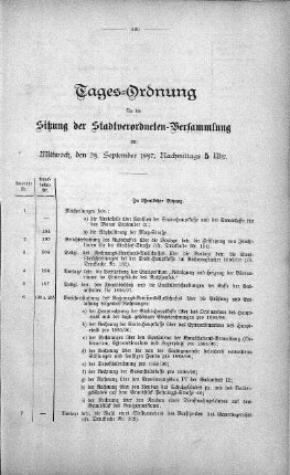 Tages-Ordnung, 29. September 1897