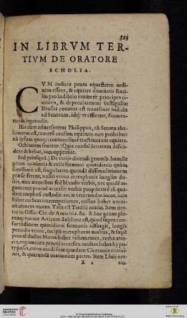 In librvm tertivm de Oratore scholia
