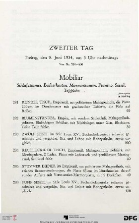Zweiter Tag: Freitag, den 8. Juni, um 3 Uhr nachmittags