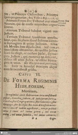 Caput VI. De Forma Regiminis Hebraeorum