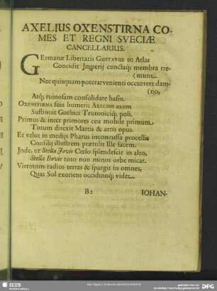 Alexius Oxenstirna Comes Et Regni Sveciae Cancellarius