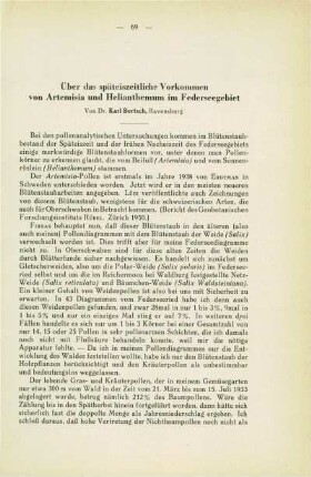 Über das späteiszeitliche Vorkommen von Artemisia und Helianthemum im Federseegebiet
