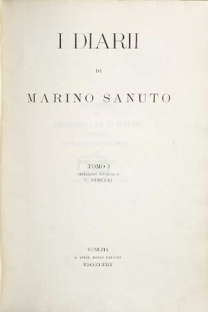 R. Deputazione Veneta di Storia Patria: I Diarii di Marino Sanuto, 1