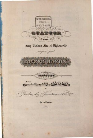 Partition des quatuors, 38. [H 3,32 ; op. 20,2]. - 22 S. - Pl.-Nr. 799