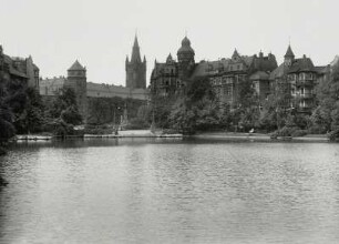 Königsberg, Schlossteich : Königsberg (Kaliningrad/Russland). Schlossteich. Blick nach Südwesten gegen Schlossturm