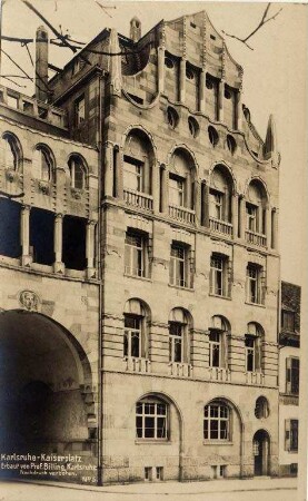 Postkartenalbum. "Karlsruhe - Kaiserplatz, erbaut von Prof. Billing". Billing-Haus am Kaiserplatz