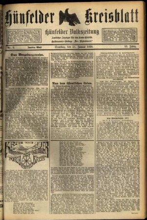 Zweite Ausgabe vom Samstag, den 21. Januar 1928.