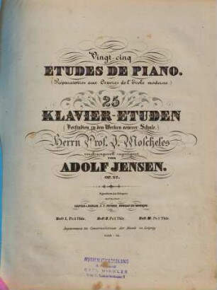 Vingt-cinq études de piano : (préparatoires aux oeuvres de l'école moderne) ; op. 32, 2. [1866]. - 21 S. - Pl.-Nr. 4524