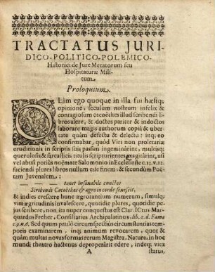 Georgii Christophori Waltheri, J. U. D. Eunomia metatorum, seu tractatus juridico-politico-polemico-historicus de jure metatorum vel hospitationibus militum : = Vom Einquartirungs-Rechten