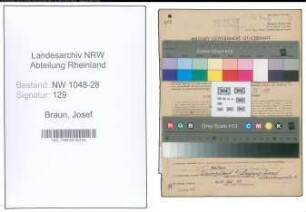 Entnazifizierung Josef Braun , geb. 06.03.1901 (Postwart)