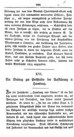 XVI. Ein Beitrag zur Geschichte der Aufklärung in Hamburg.