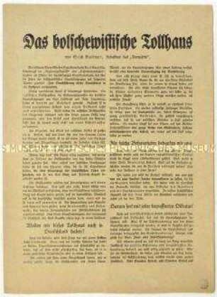 Flugblatt von Erich Kuttner gegen Bolschewismus und Spartakusbund