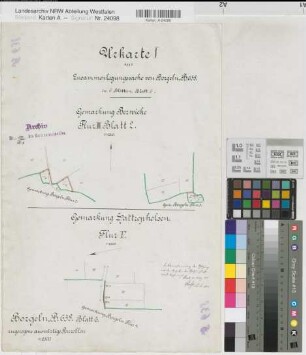 Borgeln (Welver), Zusammenlegung von Borgeln, Urkarte 1 Berwicke Flur 2,2 Hattropholsen Flur 5