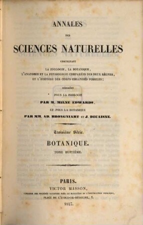 Annales des sciences naturelles. Botanique. 8, 8. 1847