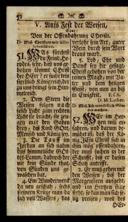 V. Aufs Fest der Weisen, Oder: Von der Offenbahrung Christi