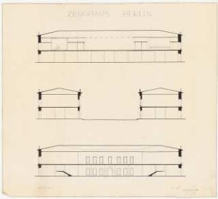 Zeughaus, Berlin Wiederaufbau: 3 Schnitte 1:200