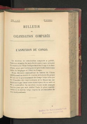 L'Annexion Du Congo.