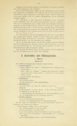 V. Unterrichts- und Bildungswesen
