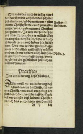 Practica/ Inn der bekerung deß Sünders.