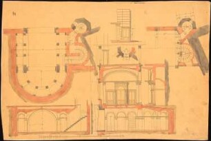 Schloss von Dr. Strousberg, Zbirow Umbau: Orangerie: Grundriss, Querschnitte